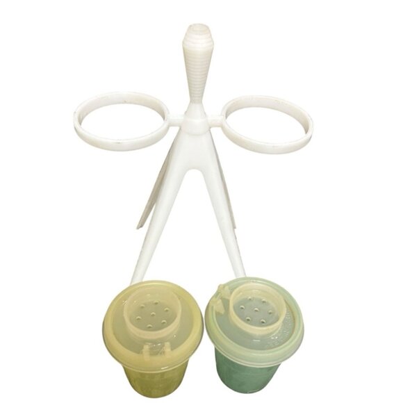 Vintage 1960s Tupperware Plastic Salt and Pepper with Stand - Picture 5 of 6